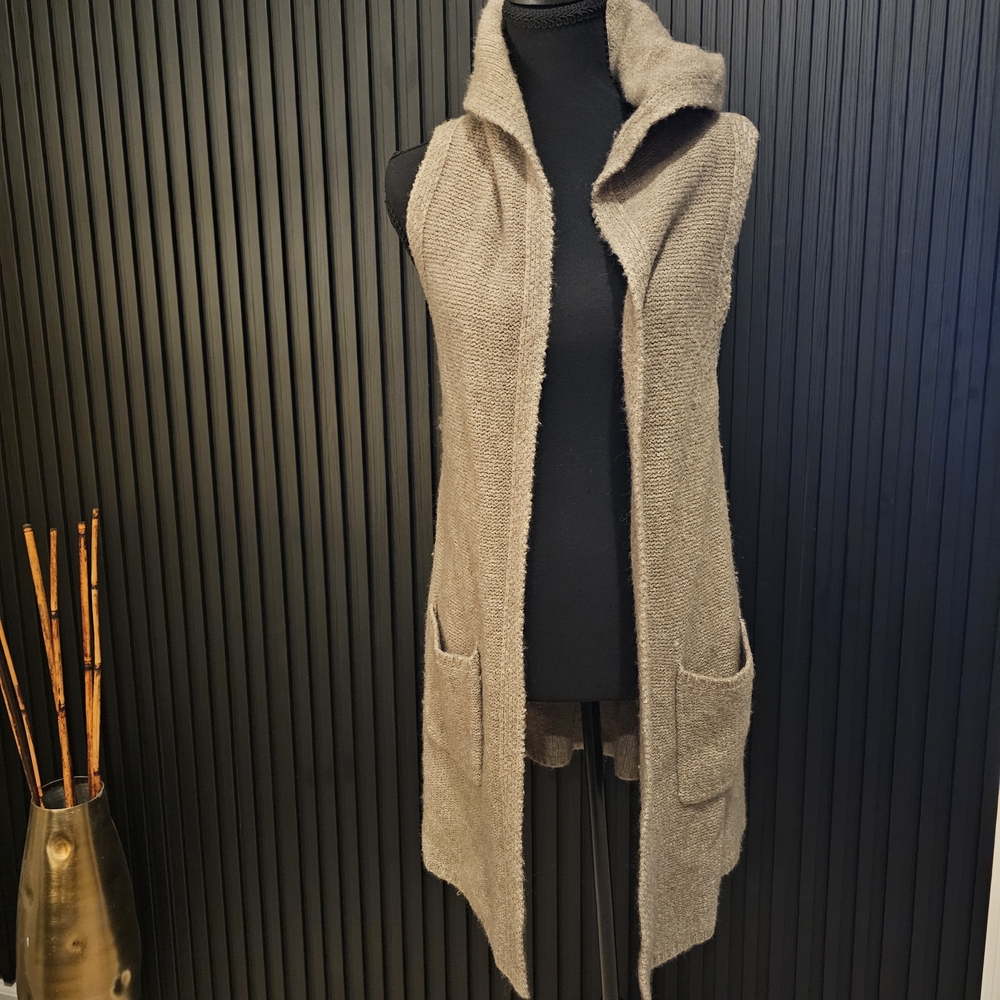 Tahari Women's Sleeveless Hooded Cardigan - Brown